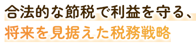 合法的な節税で利益を守る、将来を見据えた税務戦略